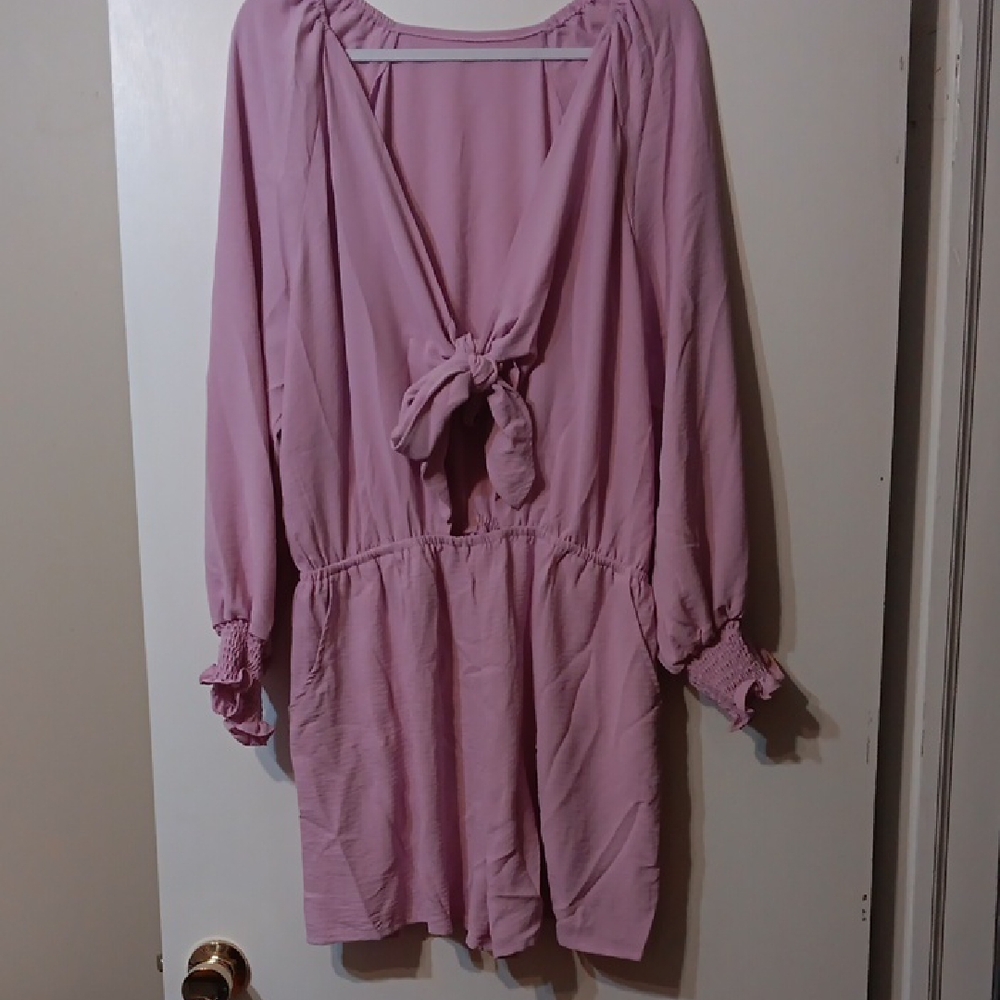 Chic Lavender Tie-Front Romper